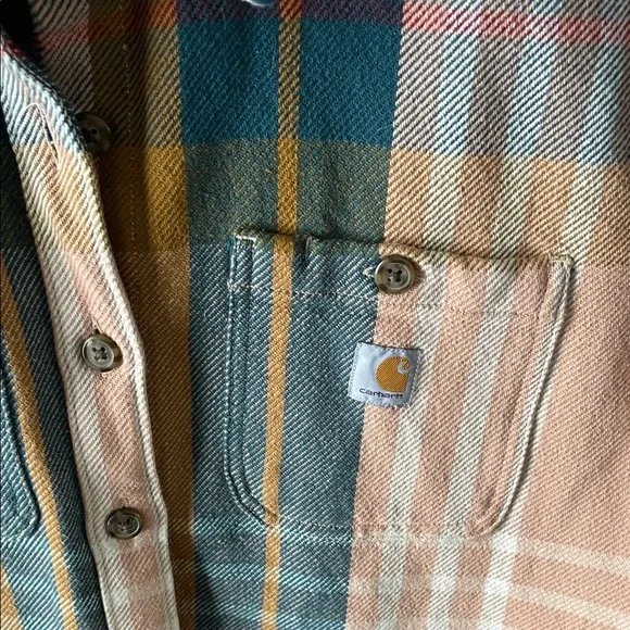 Carhartt Women's Plaid Utility shirt Jacket - Pink, Blue, Yellow - Picture 2 of 6